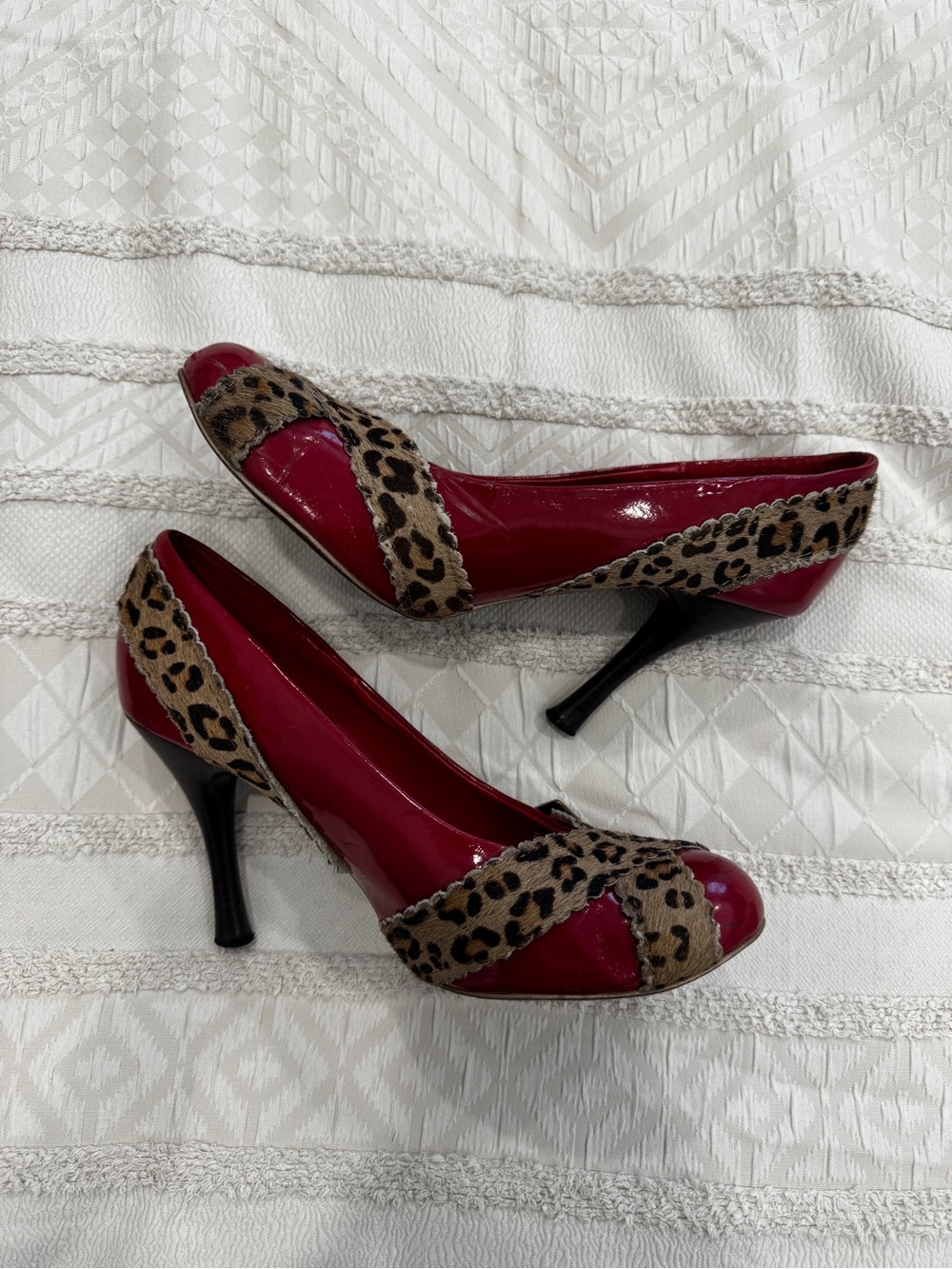 Vintage Y2K Naughty Monkey Out Of Line 2 Red/Leopard Pumps - Picture 3 of 6